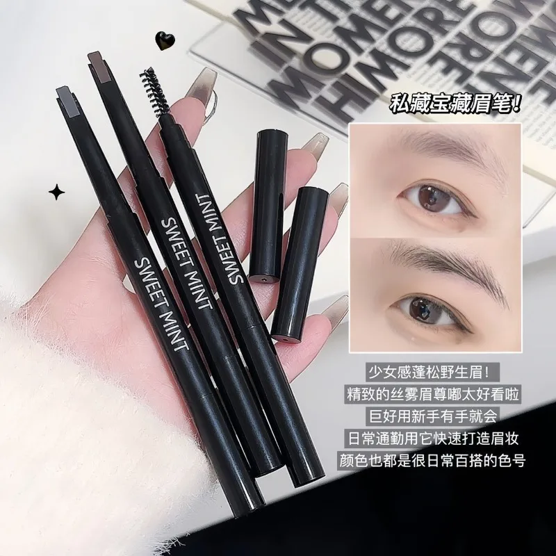 Matita cosmetica per sopracciglia naturale a doppia testa a 4 colori 2 in 1 Penna per sopracciglia facile da usare a lunga durata impermeabile con pennello per sopracciglia