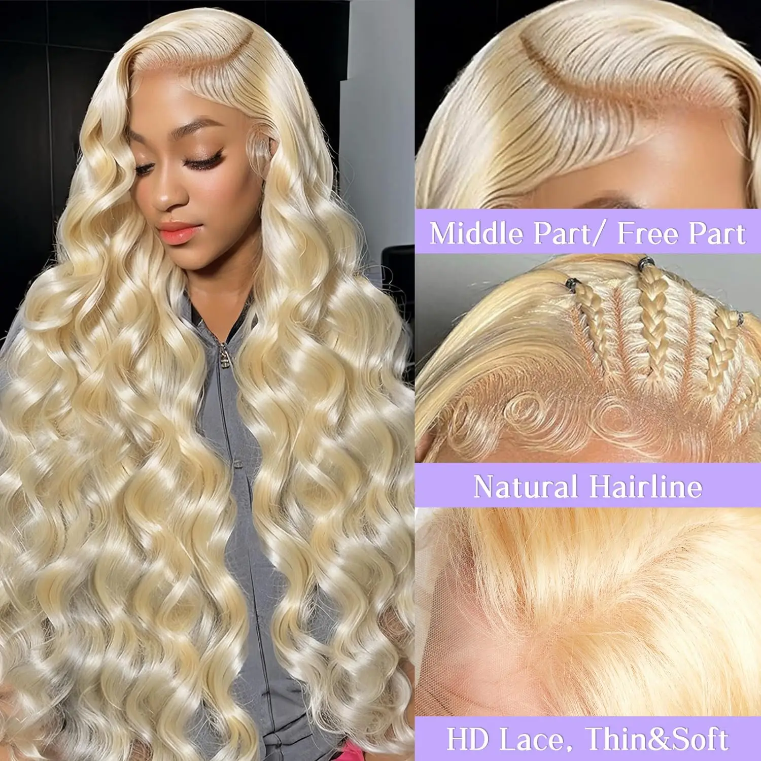 Honey Blonde 13x4 13x6 360 HD Lace Frontal Wig 613 30 40 Inch 250 Density Body Wave Human Hair Wigs Pre Plucked For Black Women image 2