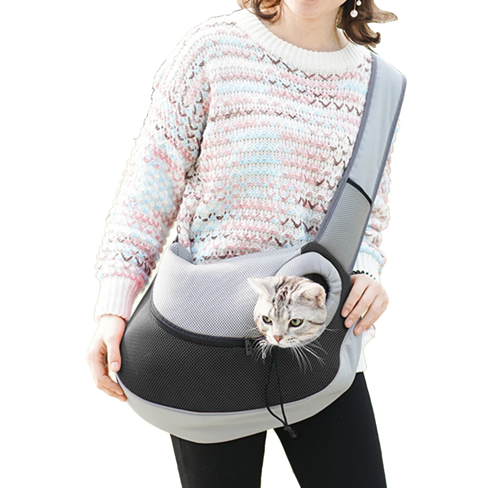 

Pet Crossbody Bag Black Mesh Sling For Small Dogs Portable Carrier Breathable Travel Outdoor Camping Hiking Sling Bag For Pet