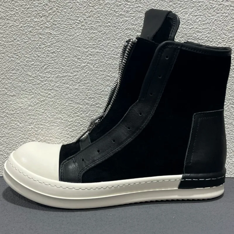 New Men's and Women's Double Zipper High-top Casual Shoes, High-quality Couple Breathable Increase Casual Shoes Women's Shoes