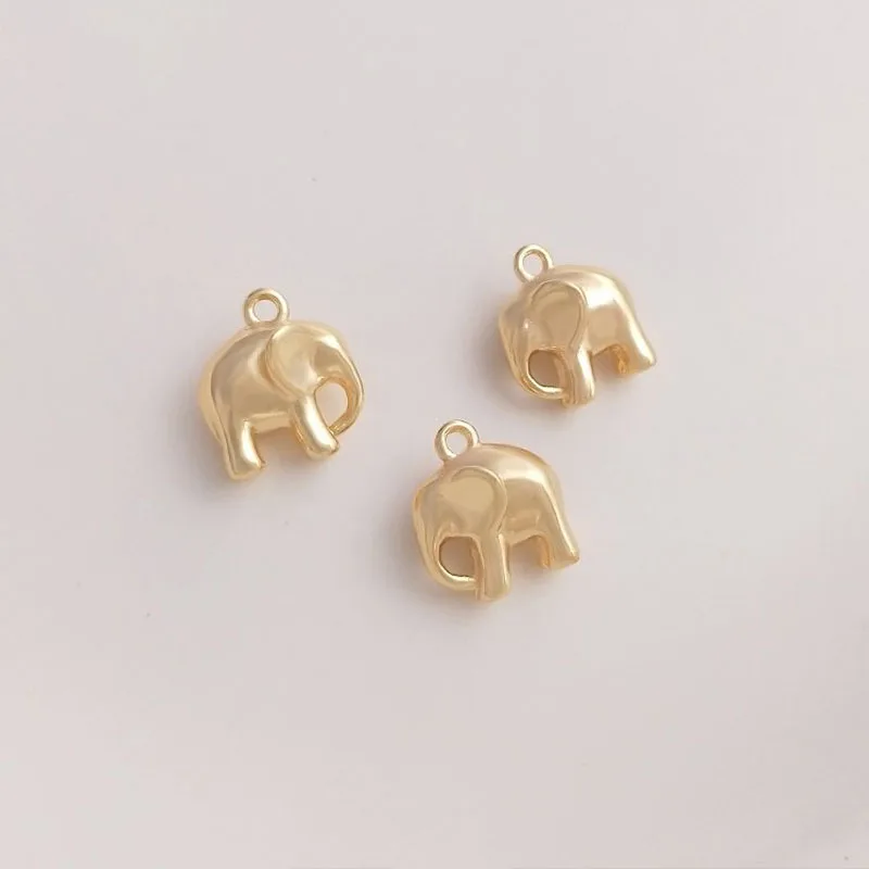 

4PCS 14K Gold Filled 10.5*7.4mm Elephant Pendant DIY Handmade Jewelry Pendant Material Necklace Bracelet Type Accessories