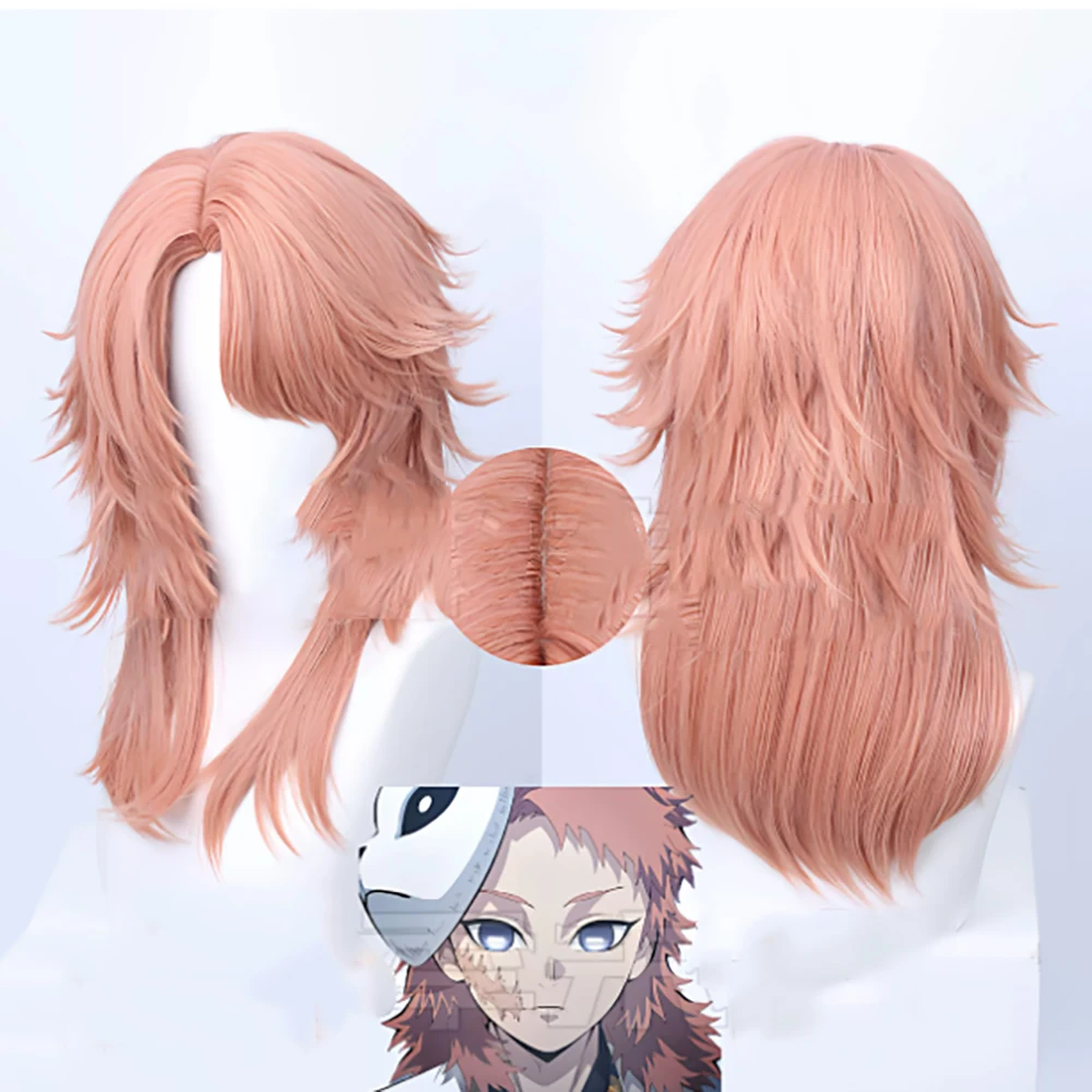 HAIRJOY Perruques synthétiques Sabito pour cosplay, perruque courte bouclée rose, filet rose