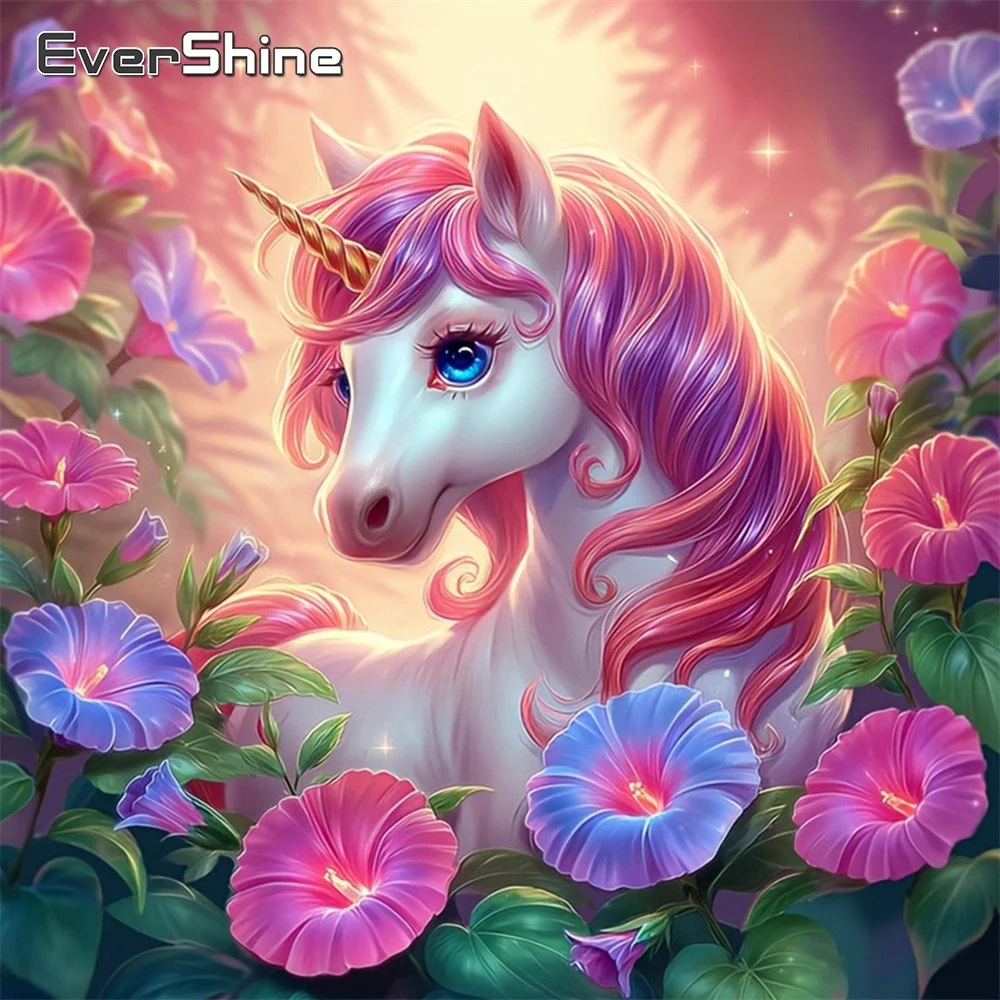 Evershine Diamantmalerei Tier Vollflächige Stickerei Pferd Strass-Bild Diamant-Morgenblume Wanddekoration
