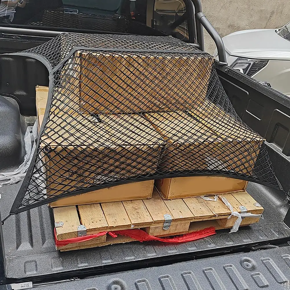 Pickup Truck Bed Organizer Truck Cargo Net with 4 Hooks Elastic Truck Bed Organizer Stretchable Storage Net Suv Trunk Floor Boot