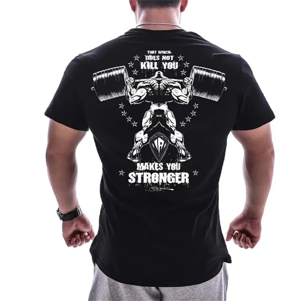 New 2026 Fitness Workout Muscle Dumbbell Graphic Printed Cotton Kids Adults Unisex Short Sleeve T-Shirt Gym Casual Tops