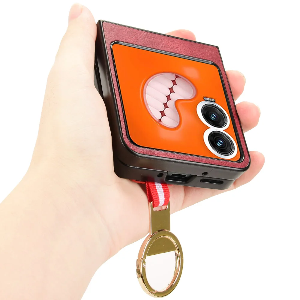 For Infinix Zero FLIP Case Luxury Leather Anti-Slip Flip Phone Case for infinix zero flip Wrist Strap Finger Ring Back Cover