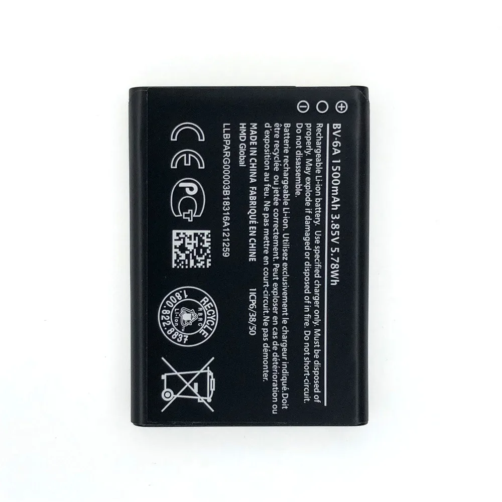 Original 1500mAh BV 6A BV6A BV-6A Battery For Nokia Banana 2060 3060 5250 C5-03 8110 4G Batteries Batteria