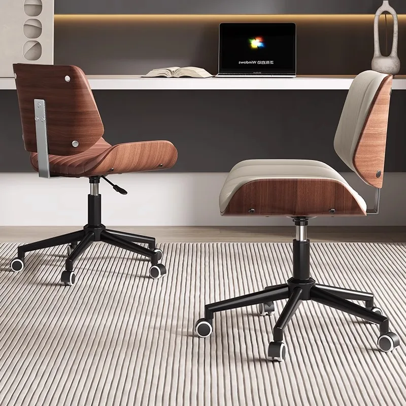 Italian Solid Wood Computer Chair, Light Luxury Home Long-term Study Chair, Rotating and Lifting Bedroom Conference Office Chair