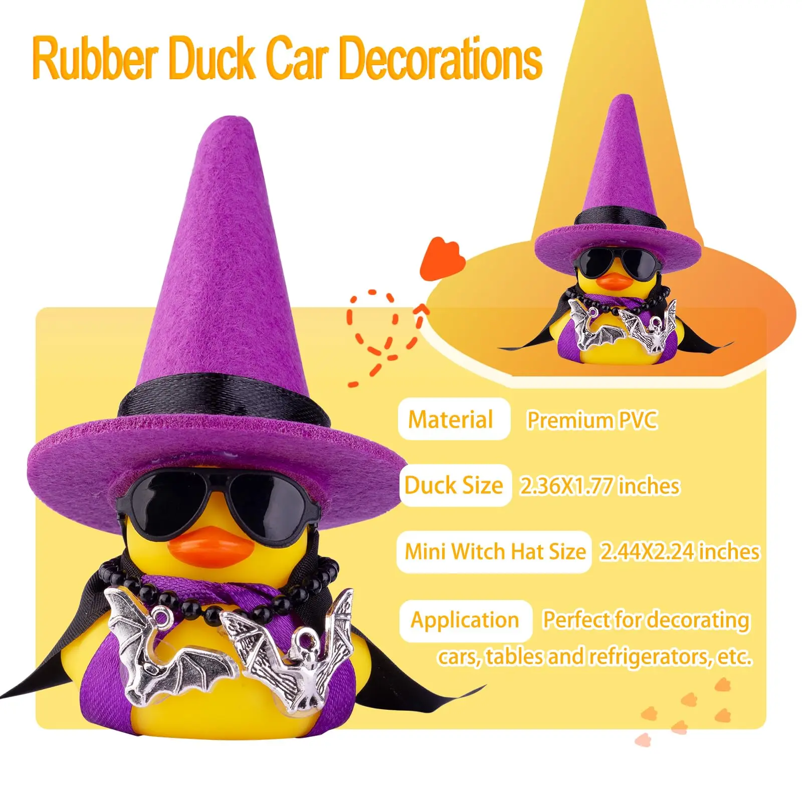 Halloween Rubber Duck Witch Duck Car Decorations Halloween Accessories Witch