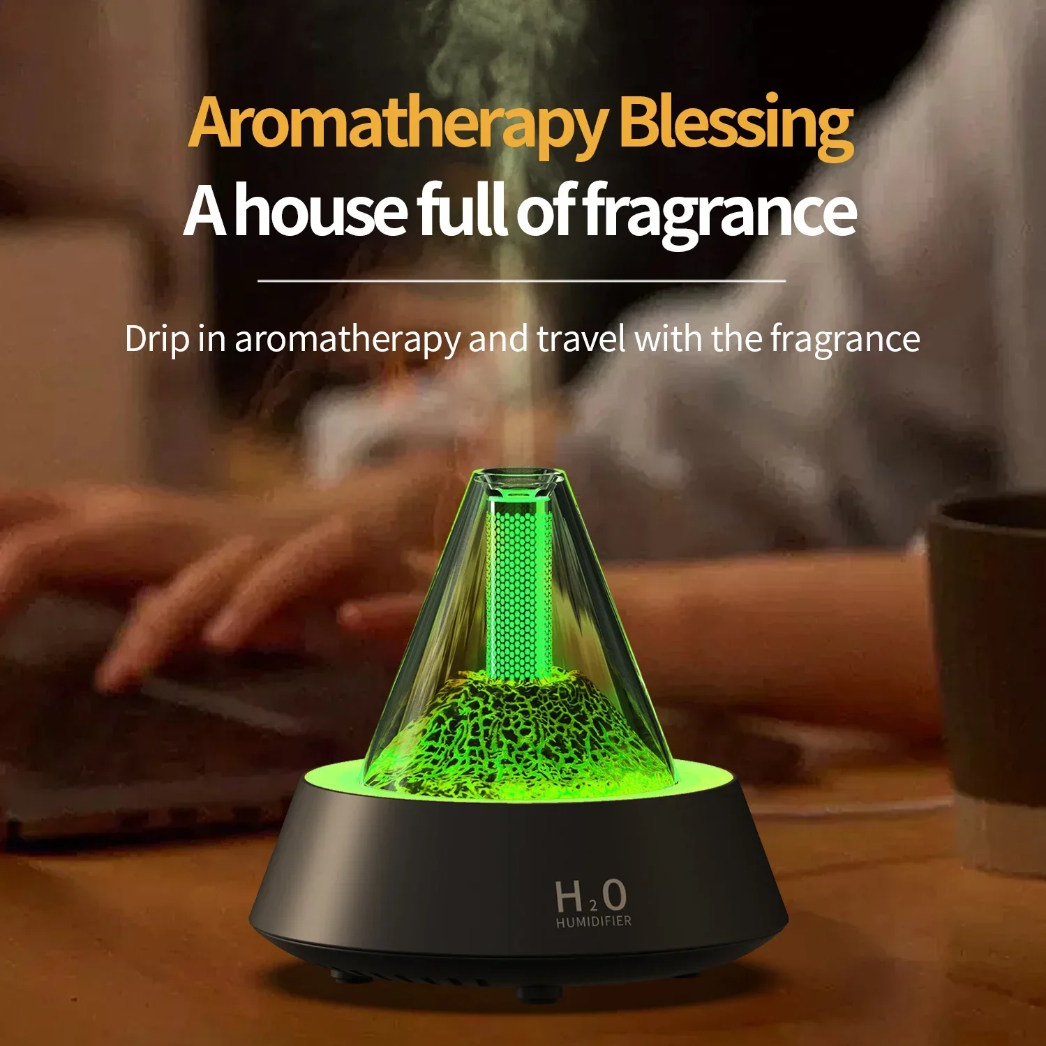 Xiaomi Youpin Mini Volcano Lava Aroma Diffuser USB Air Humidifier with LED Light Home Electric Ultrasonic Essential Oil Diffuser