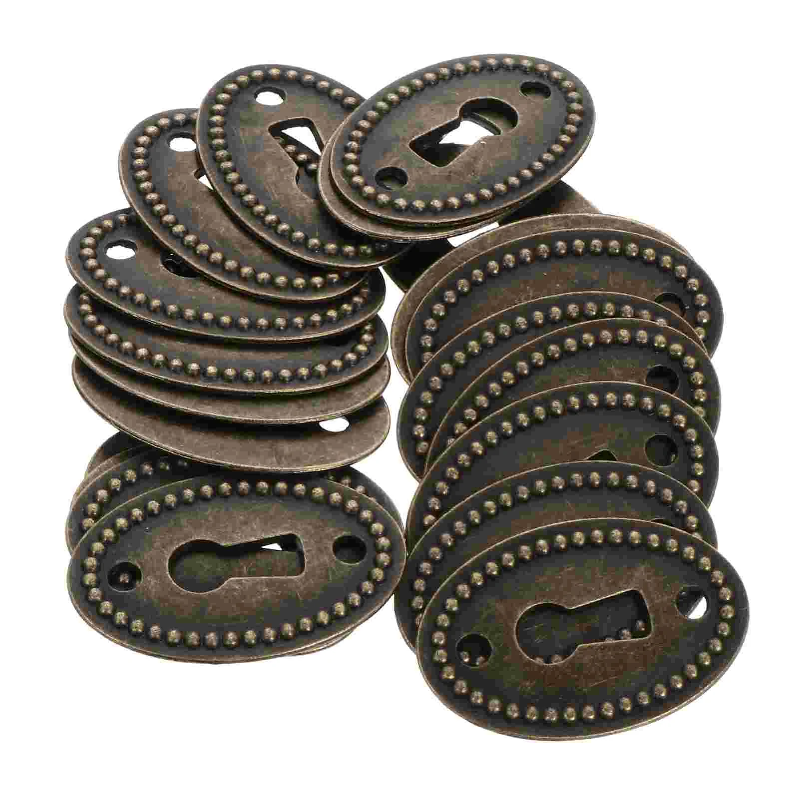 20 Pcs Key Drawer Trim Keyhole Plate Cover Insert Dressing Table Style Brass Finish Zinc Alloy Oval