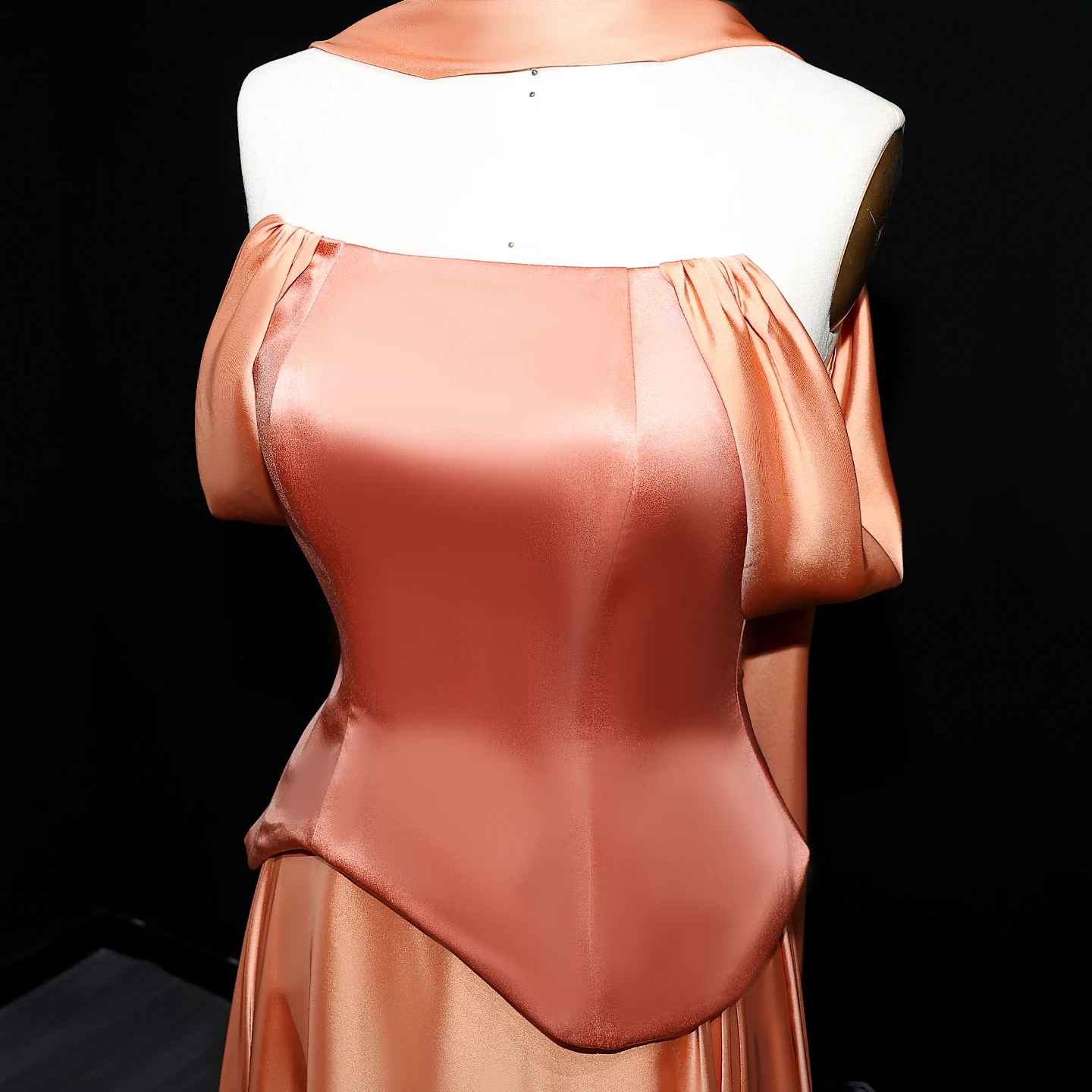 Sharon Said Elegant Brown Off Shoulder Evening Dress with Scarf Chiffon Arabic for Women Wedding Dress Gown SF593 Customized image 5