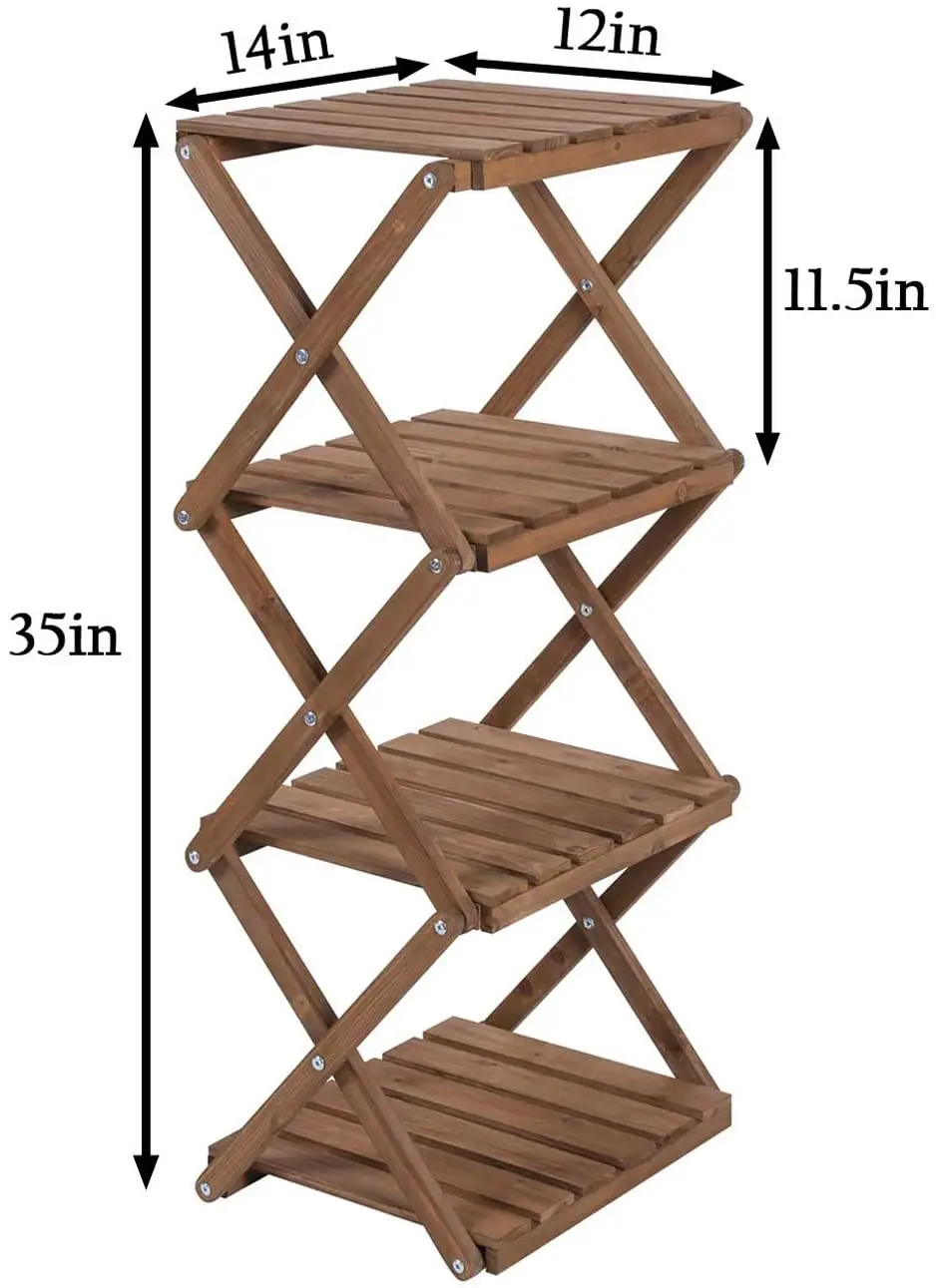 Four-storey Folding Flower Shelf Plant Shelf Multifunctional Storage Shelf Books Picture Frame Bookshelf Courtyard Garden Terrac