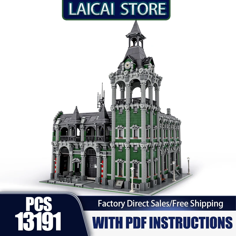 

Модульная городская модель здания Moc Building Bricks Модульная модель железнодорожного вокзала Технология Модульные блоки Подарки Игрушки DIY Сборка