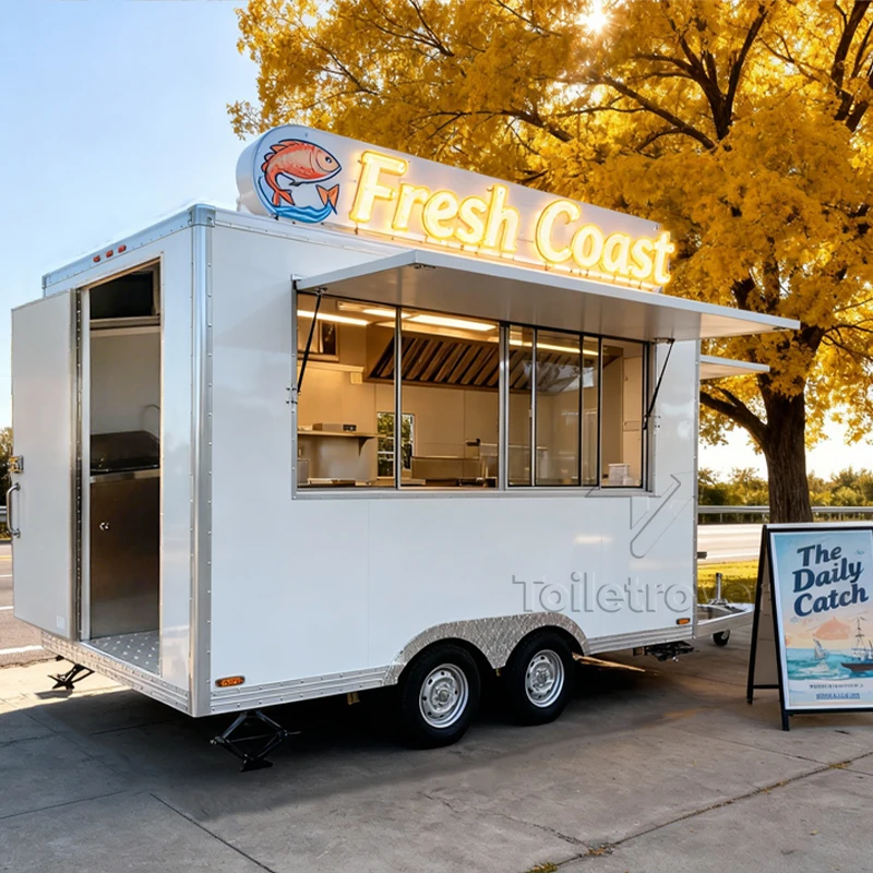 

New Design Ice Cream Food Truck Outdoor Street Mobile Food Trailer Commercial Food Truck Trailer with Sitting Area