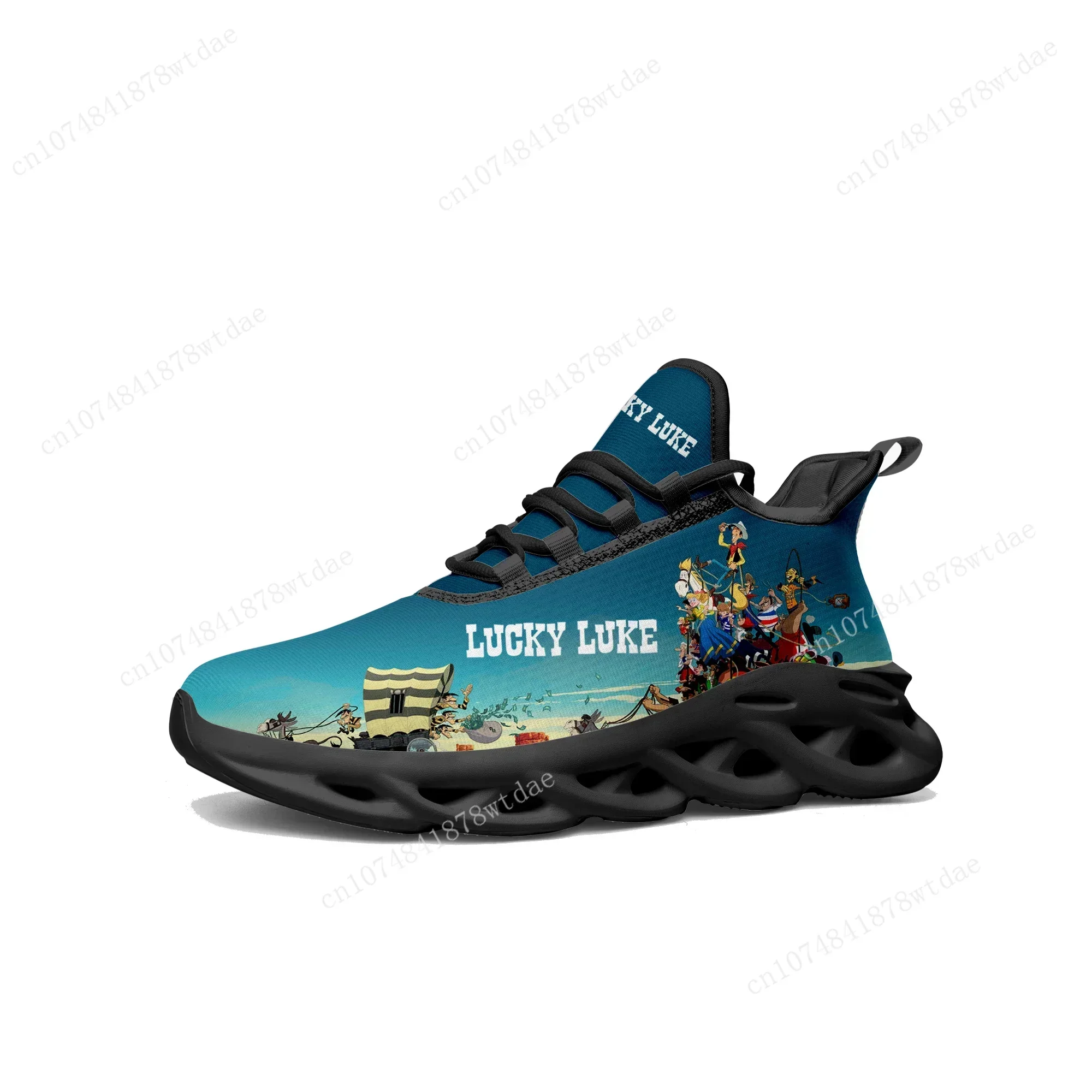 Lucky Luke Flats Sneakers Mens Womens Sports Running Shoes High Quality Cowboy Anime Custom Lace Up Mesh Footwear