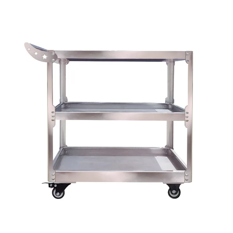 

Stainless steel thickened trolley, three-layer trolley, mobile parts storage rack
