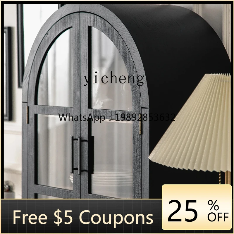 

AA Vintage Wine Cabinet Glass Door Sideboard Storage Rack Living Room Wall Locker