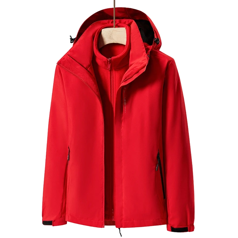 

Men's Jacket with Hood Outdoor Hiking Coats Rain Waterproof Jackets Windbreaker Two-pieces Sets 3 in 1 Camping Climbing Coats