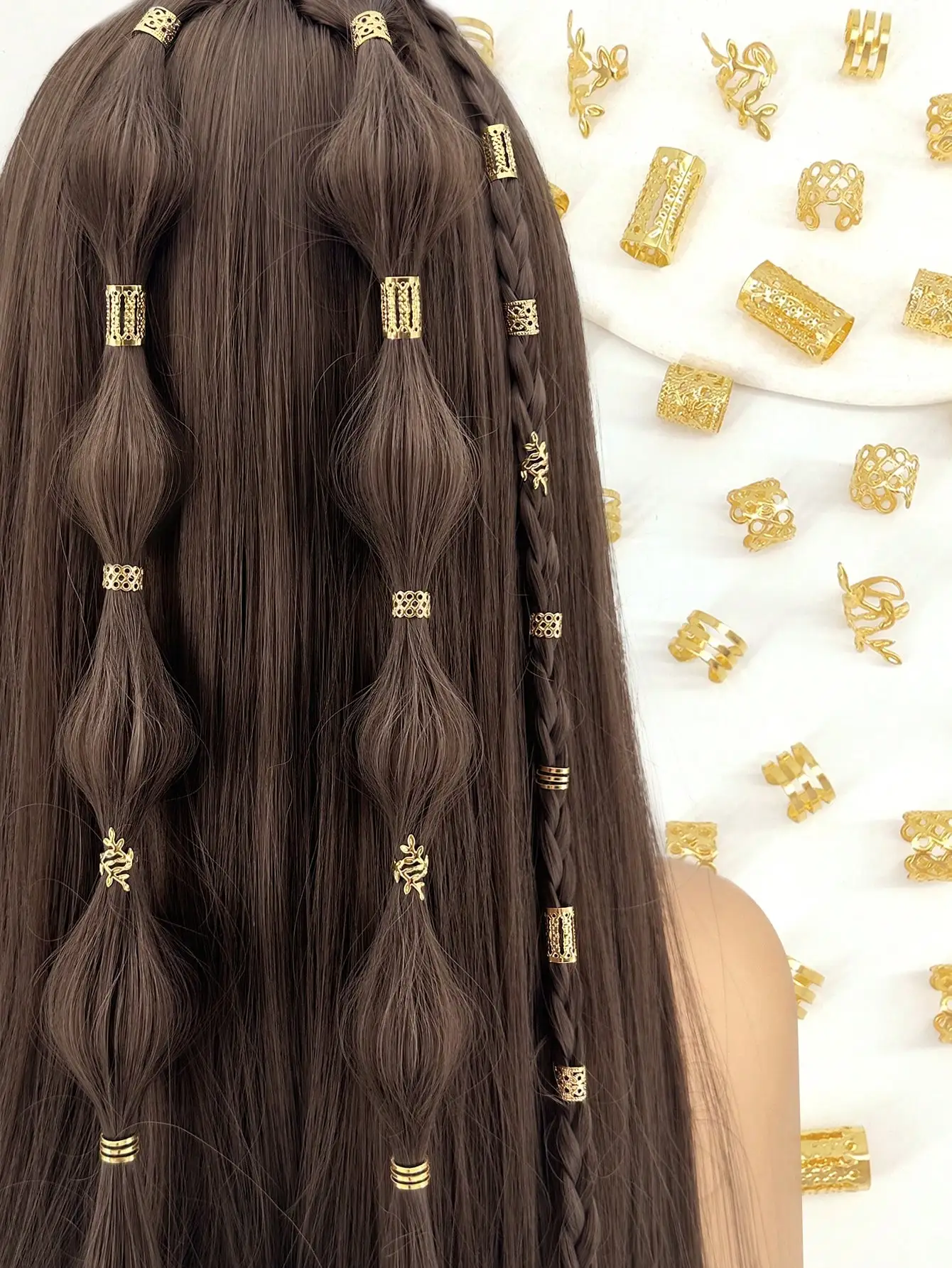

50PCS Vintage Boho Hair Rings Set for Braids Hair Accessories