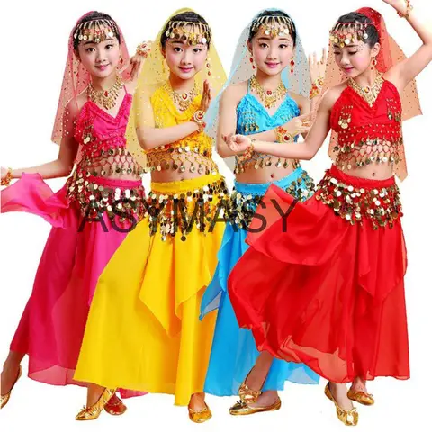 egyptian princess oriental indian dance costume bollywood belly dance costume clothes set professional kids children top skirt
