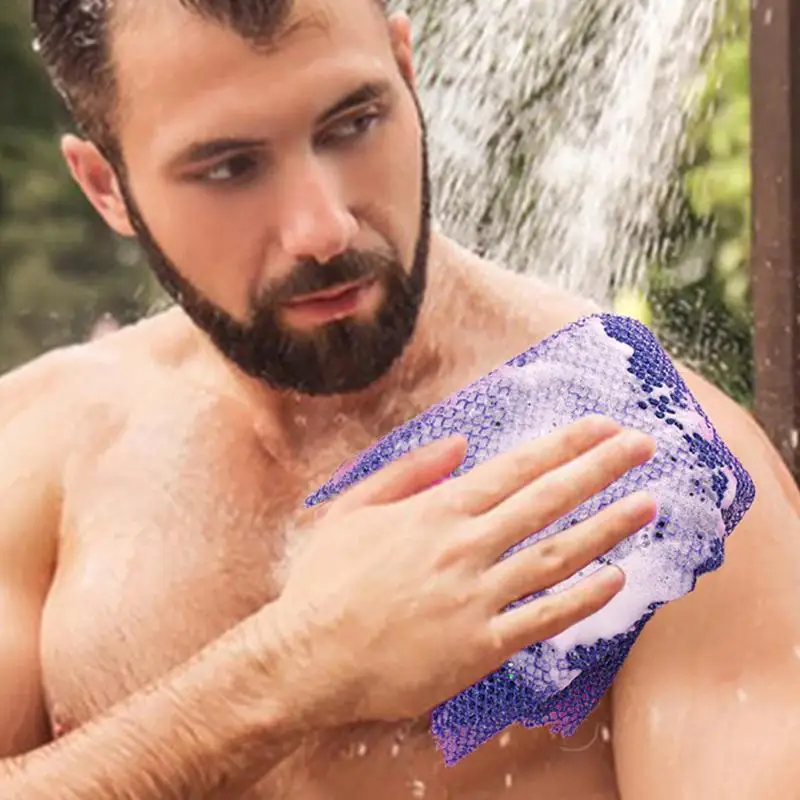 African Net Cloth Colorful Wash Net Bath Sponge Reusable Bath Sponge Washcloth African Scrubbing Long Net Rag Shower Accessories