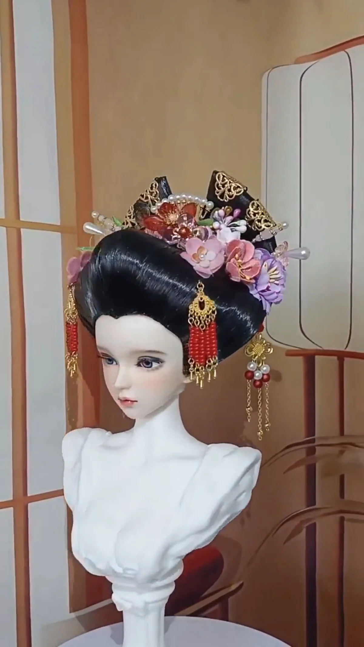 1/4 1/3 Scale Ancient Costume BJD Wig Japanese Oiran Hair Retro Wigs For BJD/SD MSD SD13 Big Girl SSDF Doll Accessories C2515