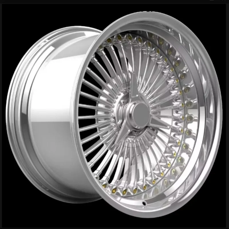 High-end customized deep concave forged alloy wheel hub, multi-inch single-piece sport rims, 5×3 PCD, gold polished finish