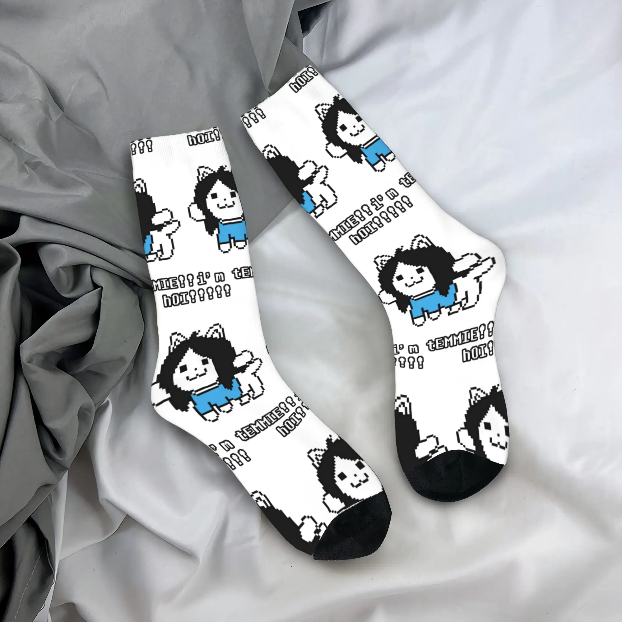 hOI i‘m tEMMIE UNDERTALE Socks Men Women Funny Socks High Quality Spring Summer Autumn Winter Middle Tube Stockings Gifts