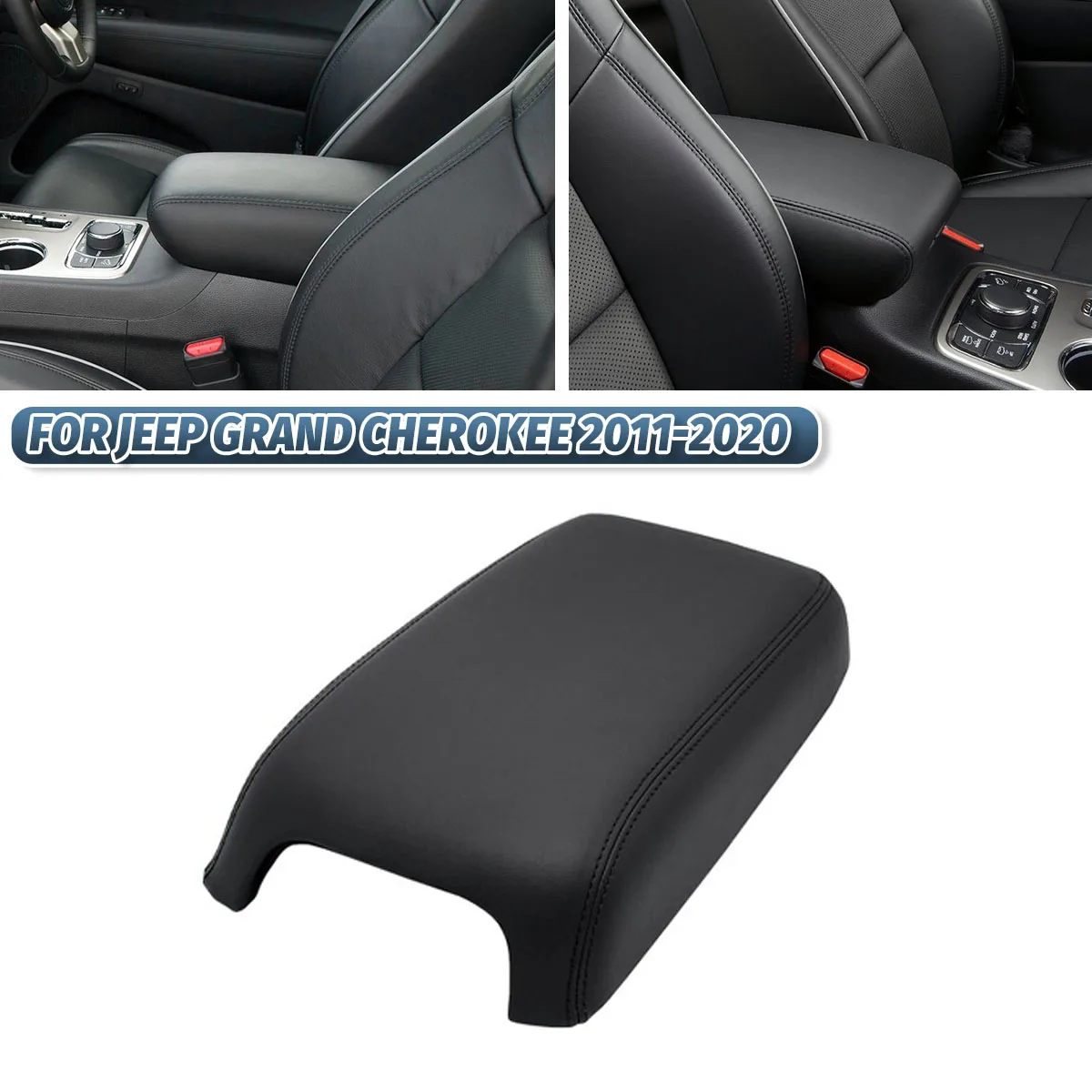 

Car Center Armrest Box Cover Pad Microfiber Leather Waterproof Protection Black For Jeep Grand Cherokee Dodge Durango 2011-2020