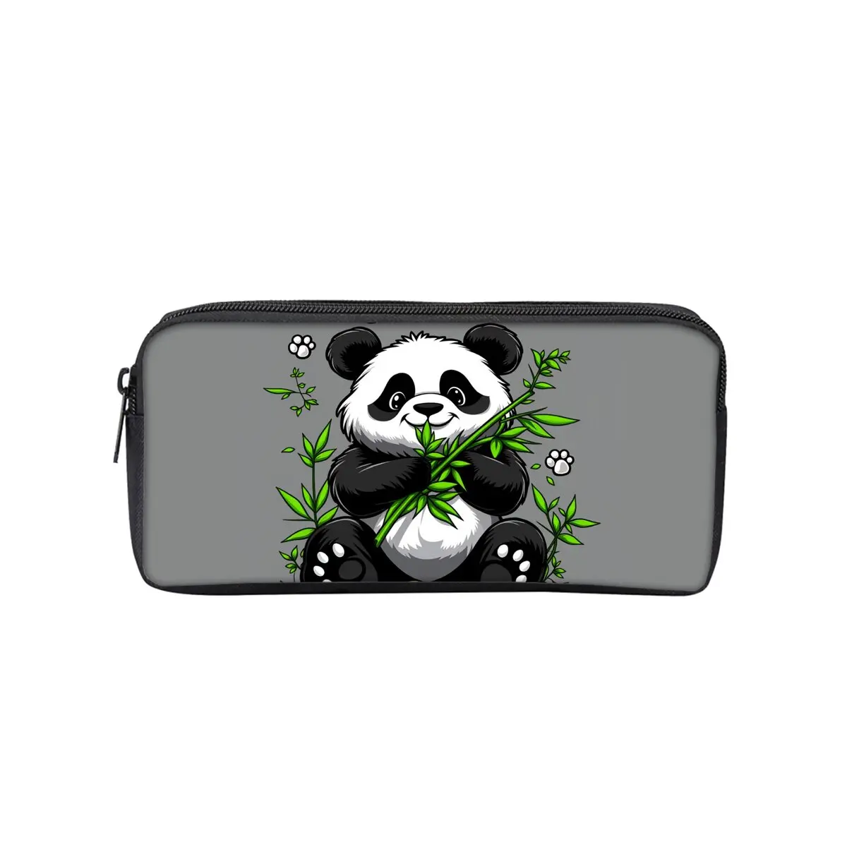 Panda Bamboo Print Single Layered Pencil Case for Boy/Girls Best Gifts 2D Flat Cartoon School Supplies Pencil Pouch for Children