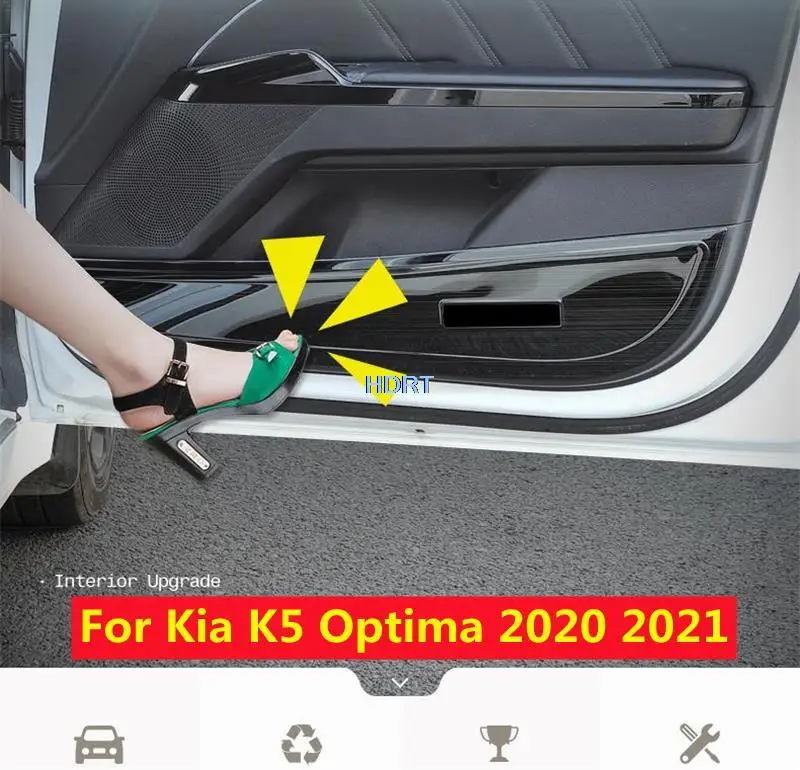 

For Kia K5 Optima 2020 2021 Stainless Steel Car Door Anti kickplate pad Trim Protector Inner Side Edge Panel Sticker Accessories