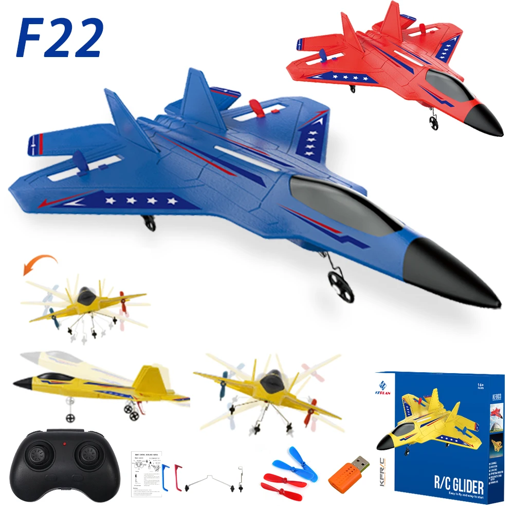 

KF803 F22 Радиоуправляемые самолеты 2,4G Пенопластовый самолет с дистанционным управлением Летающая модель планера Самолет со светодиодной подсветкой Игрушки из пенопласта VS FX620