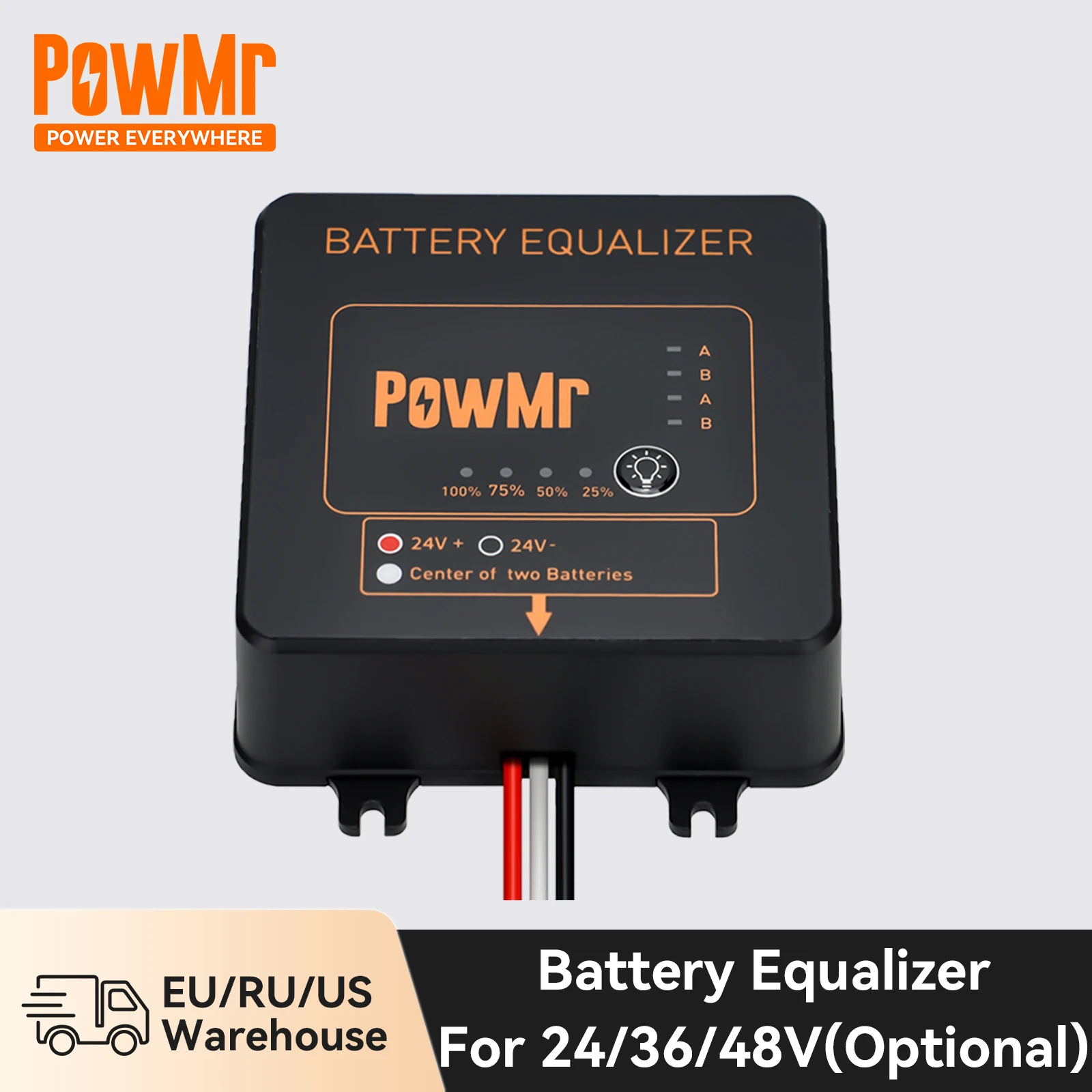 PowMr Battery Equalizer for 24V 36V 48V System Solar Voltage Balancer 1PC 2PCS 3PCS Series-Parallel Connected Charge Controller