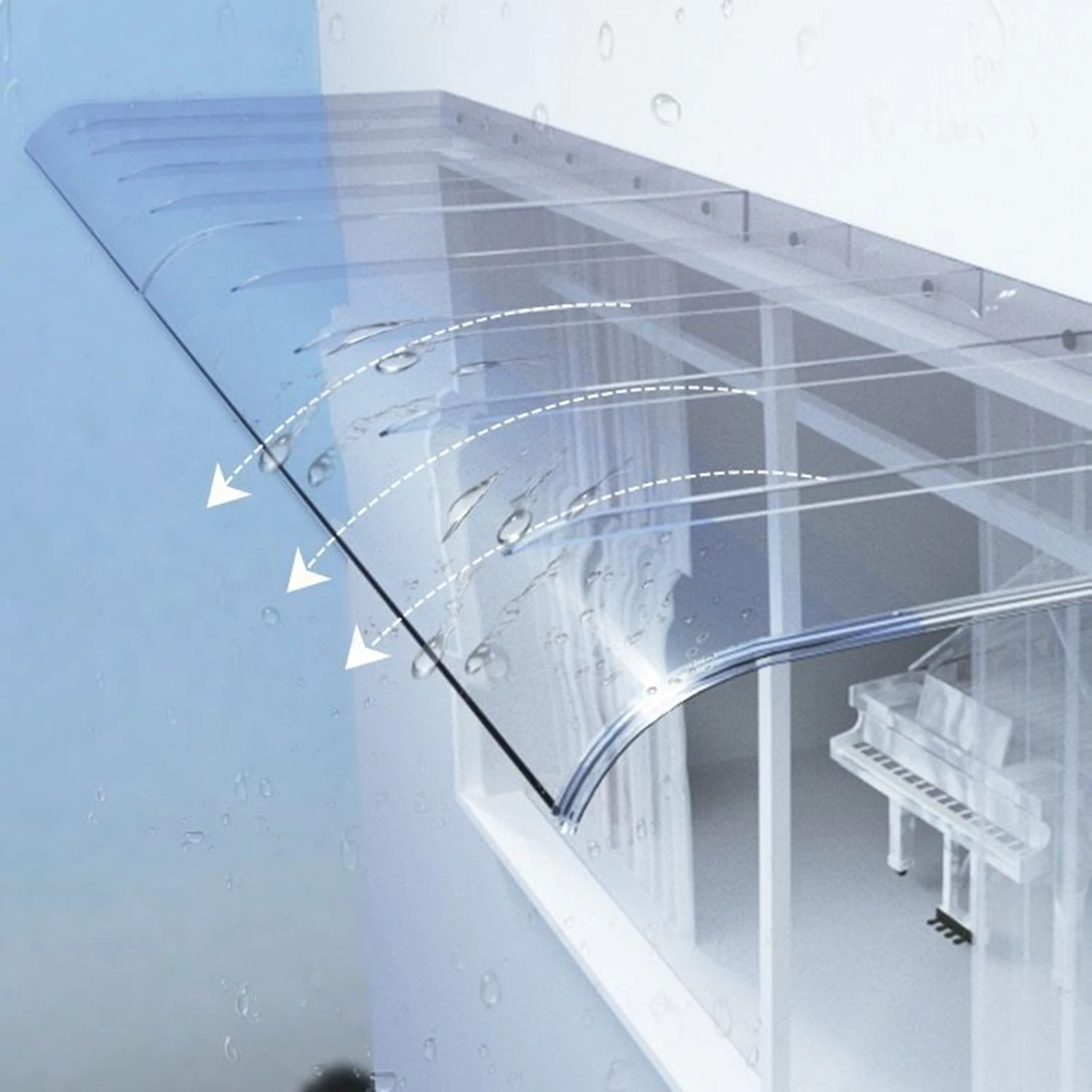 Entry Door Window Awning Exterior Clear Sun Shetter Front Door Canopy No Brackets Porch Awning Door Awning for Outside Sunlight