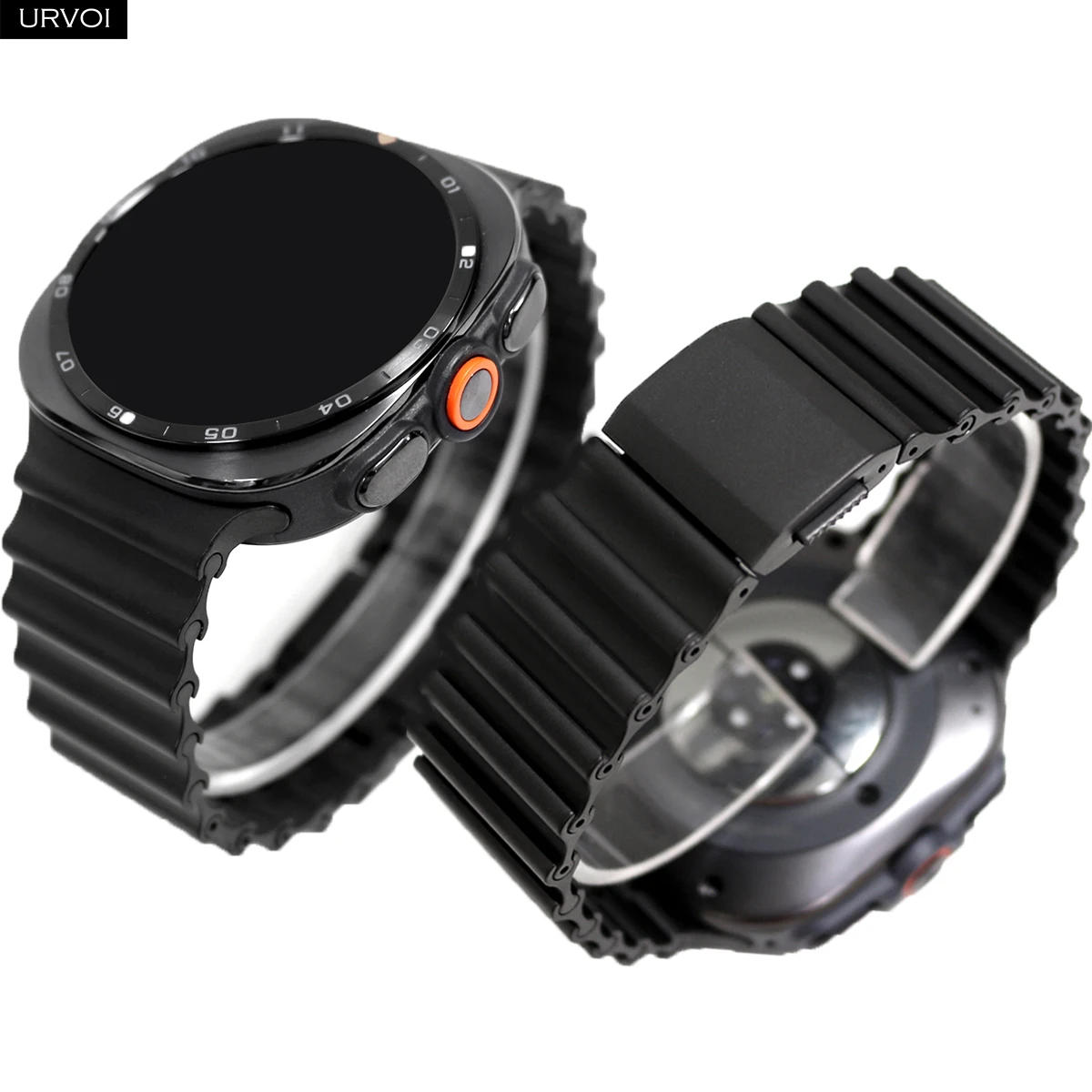 URVOI Ocean Strap for Galaxy Watch Ultra 2 / 1 (2025) 47mm Stainless Steel Band Magnetic Clasp DLC Coating Easy Fit Replacement