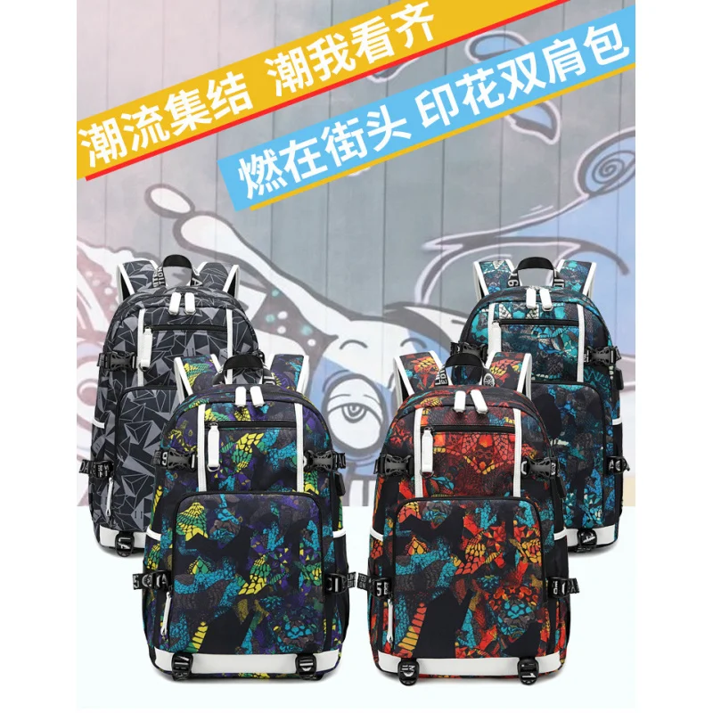 

USB Waterproof School Backpack Flowers Starry Oxford Laptop Men Casual Travel Fashion Korean Youth Boy University Bag Student