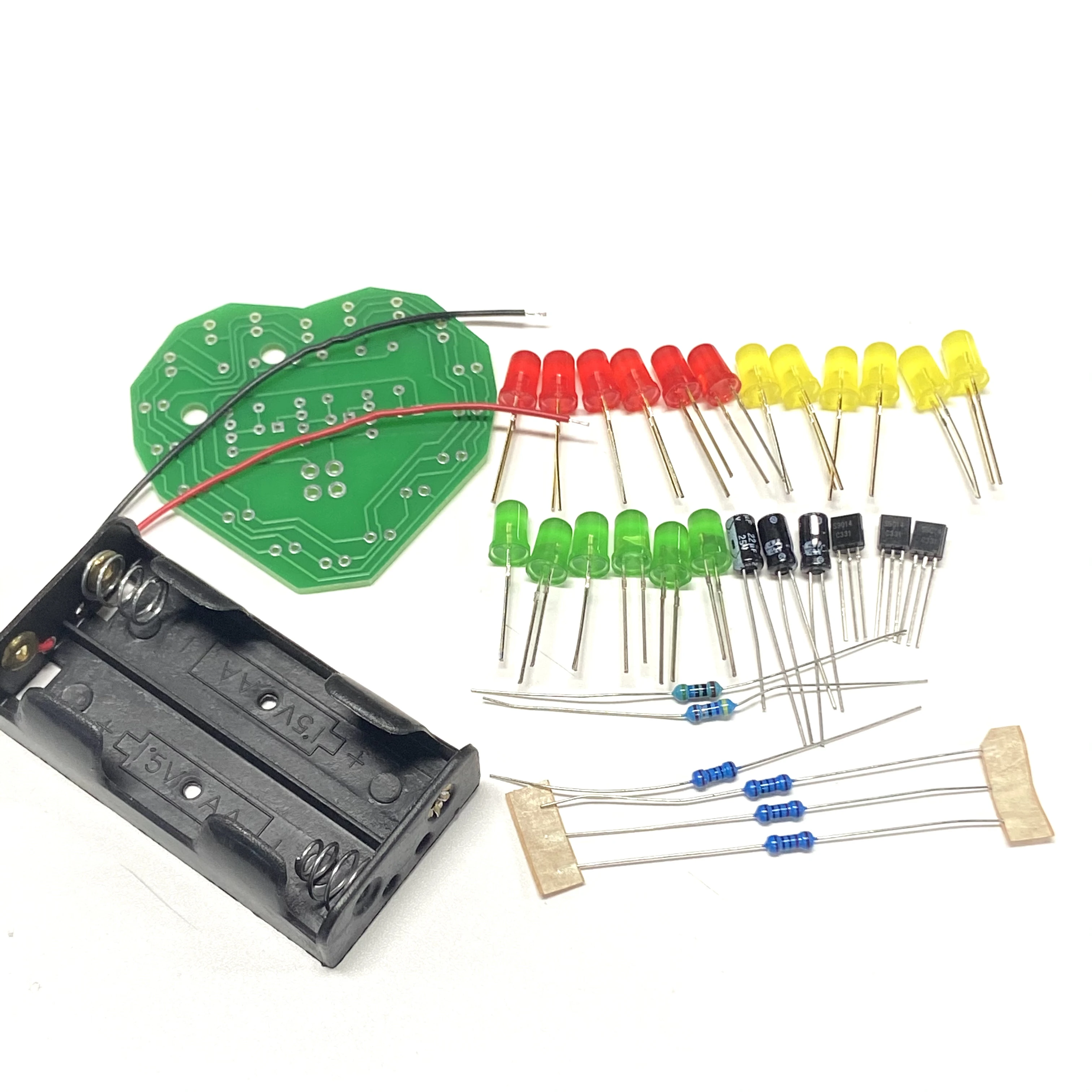 Christmas DIY Heart-Shaped LED Flashing Light Module Red Yellow and Green Heart-Shaped LED Cycle Light Loose Parts Electronic