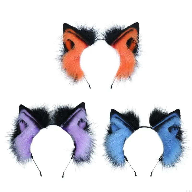 

P88B Cartoon Wolf Ear Hair Hoop Photoshoot Hair Holder Festival Party Headwear