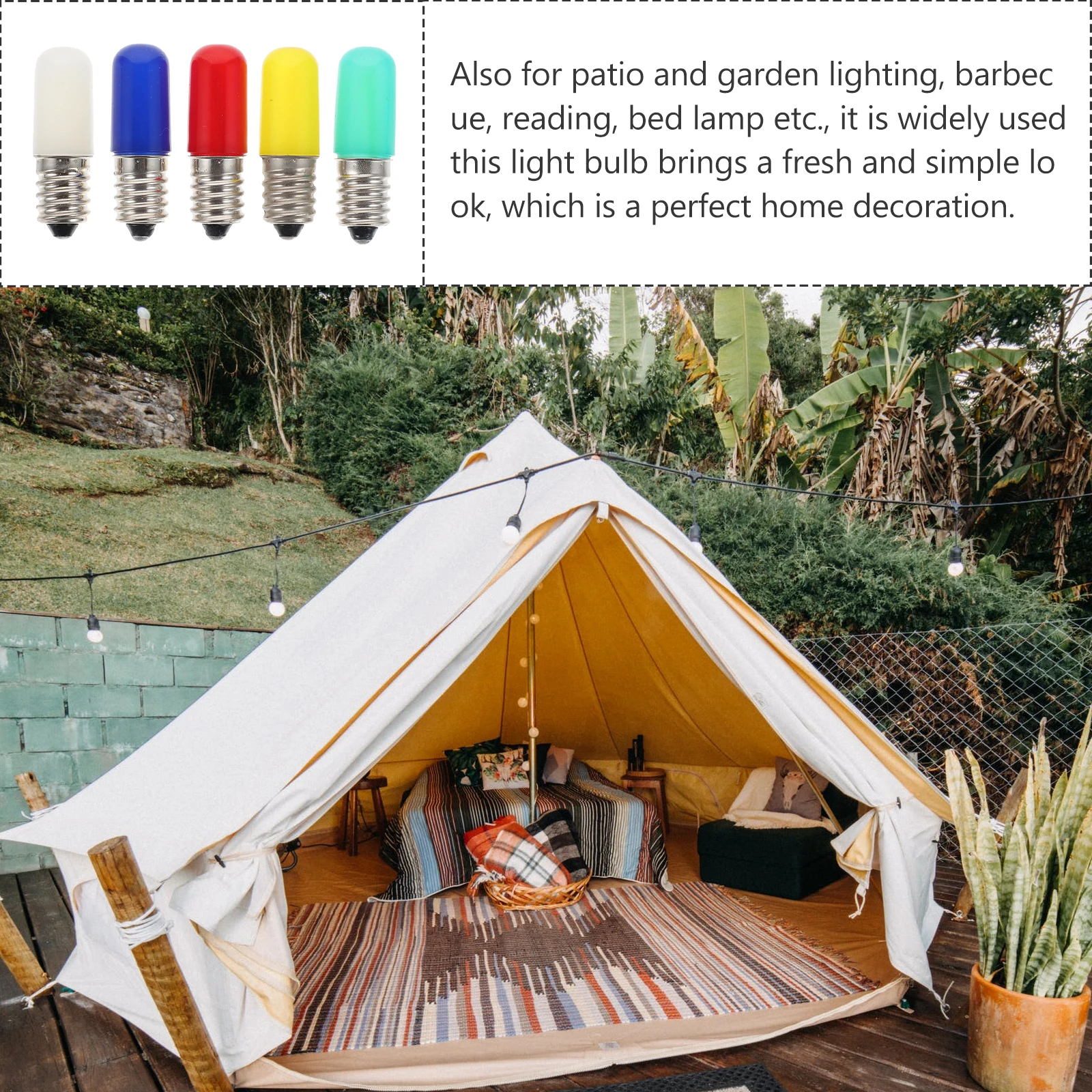 

5pcs LED Bulbs Colorful E14 Base 220V Plastic Decorative Party Light Night Market Home Garden Reading Bed Lamp