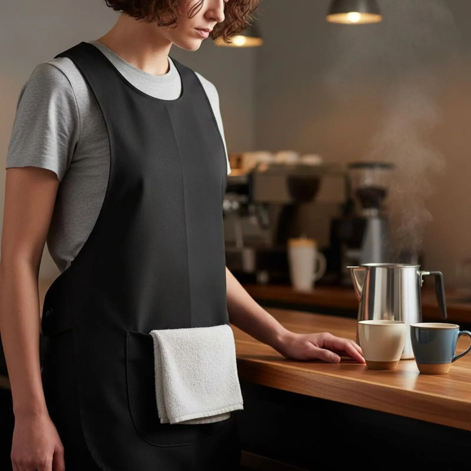 Stylist Smock Lightweight Sleeveless Apron Vest Barber Apron Vest Quick-Drying Workwear Front Pocket for Barbers, Salon, Work