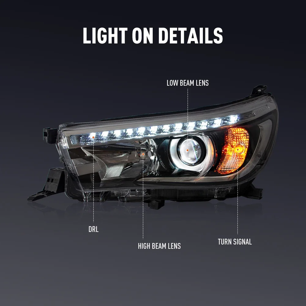 トヨタ レボ 2015-2017用 LEDカーヘッドライトアセンブリ カースタイリング ヘッドランプ DRL チューニングライト プラグアンドプレイ LEDヘッドライト