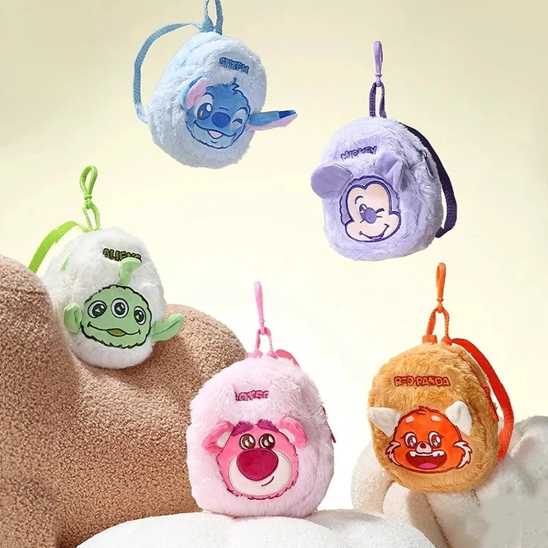 

Disney series strawberry bear plush mini backpack pendant three-eyed boy Mickey Stitch Li Meiling storage bag crossbody bag