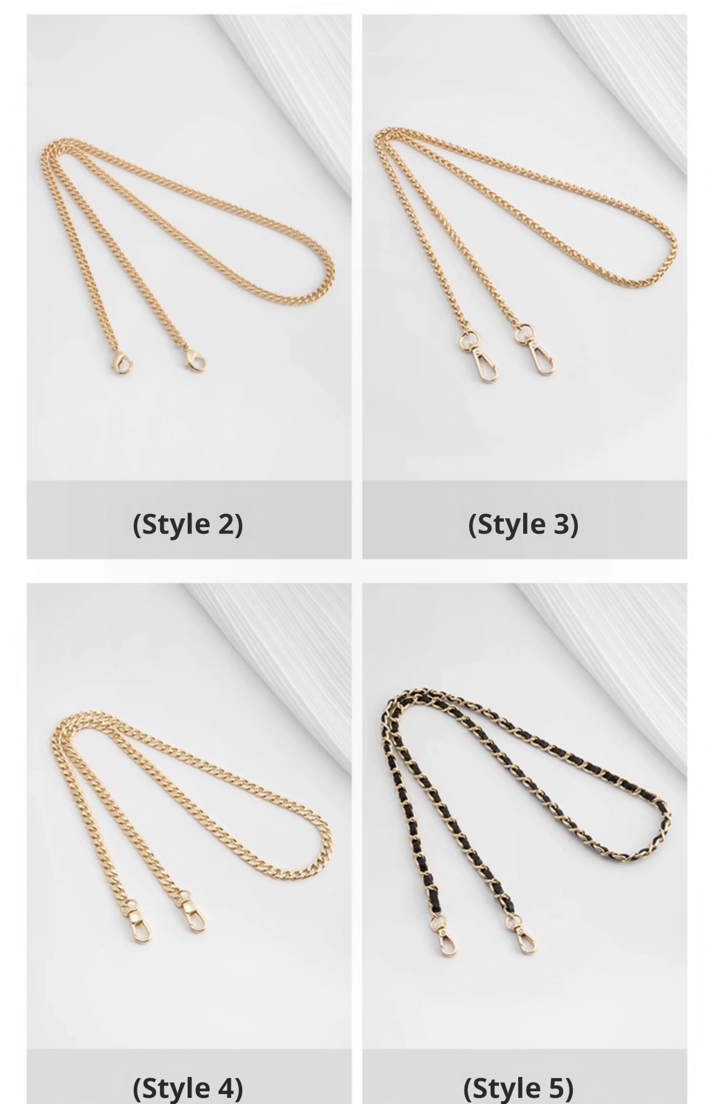 Chain strap Golden Bag Chain Accessories Metal Extension Chains Underarm Crossbody Shoulder Belt Replacement For Women's Bag