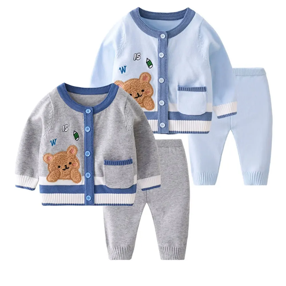 

Spring fall newborn baby Boys' clothes Outfits Sets Knitted Cardigan Sweater+Pants 2pcs suits for infant Boys' Clothing baby set