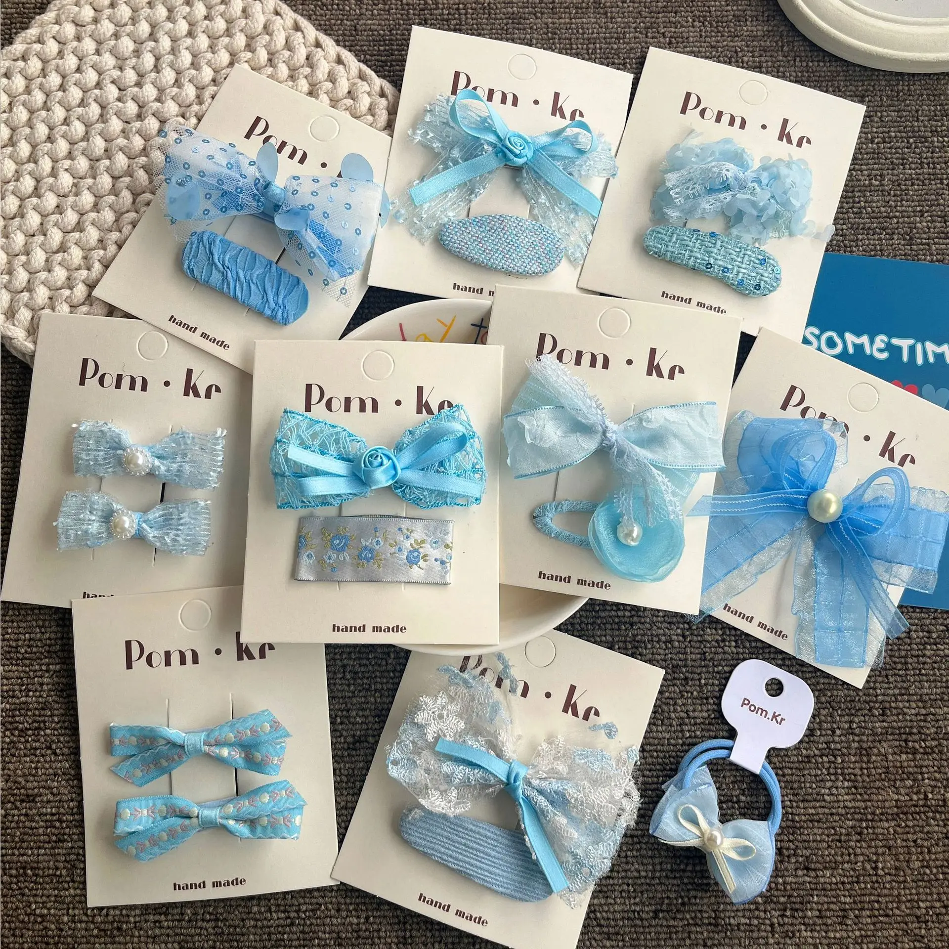 2pc Cute Blue Color Baby Lace Hair Clips Sequin Bowknot Hair Pins Kids Hairpins Pearl BB Barrettes for Girls Hair Accessories