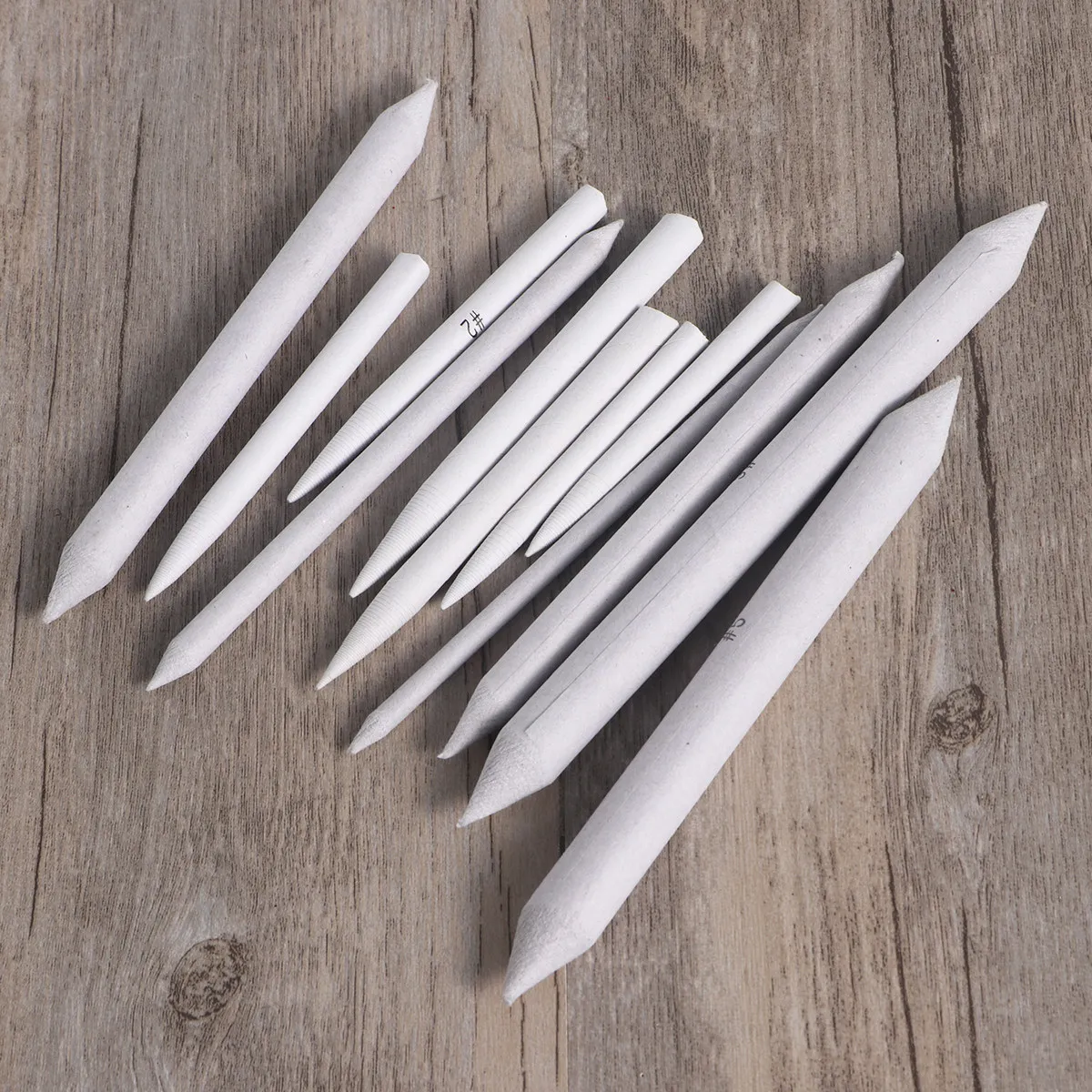 12Pcs Premium Rice Paper Blending Stumps and Tortillons Set with Sandpaper Sharpen Pads for Sketching Drawing Art Practice