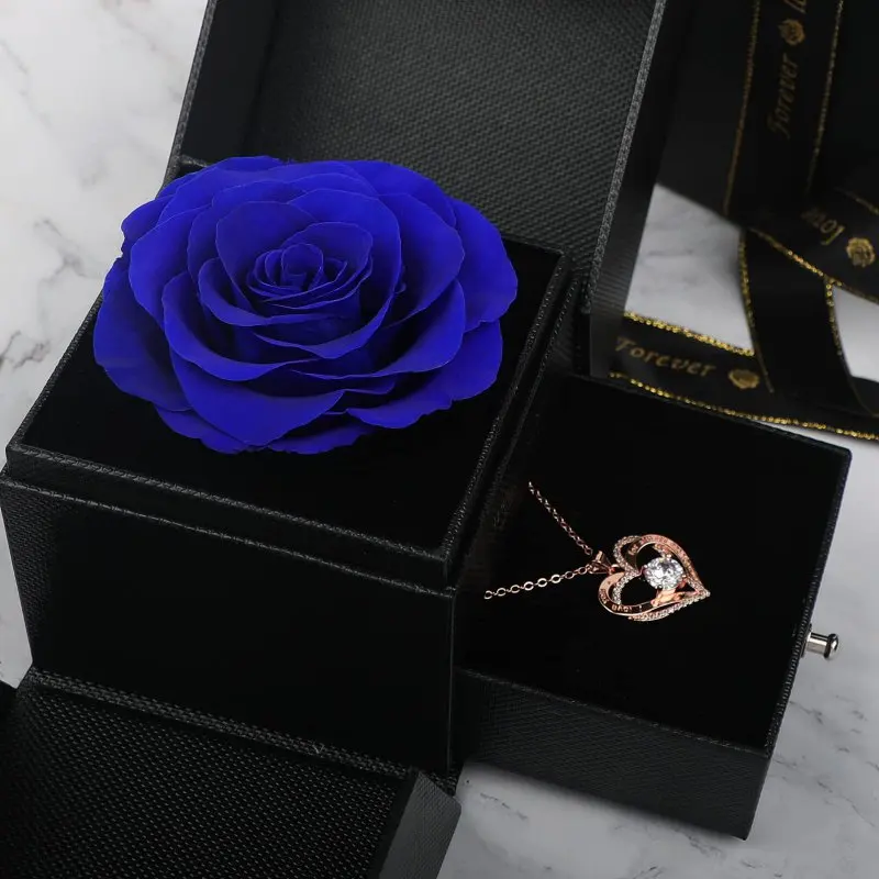 ( Necklace is not Included )Love You Forever Rose Gift Box For Girlfriend Momther Birthday Christmas Romantic Gift