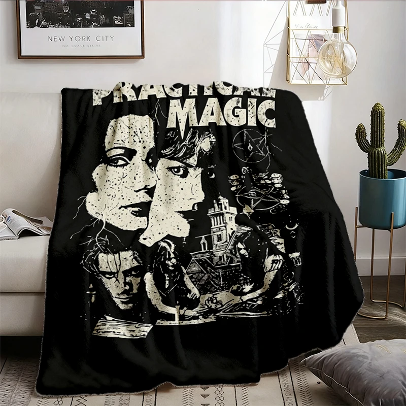  Practical Magic Vintage Witch Graphic Cozy Blanket, Rom Com Horror Movie Warm Blanket Gift, Practical Mag