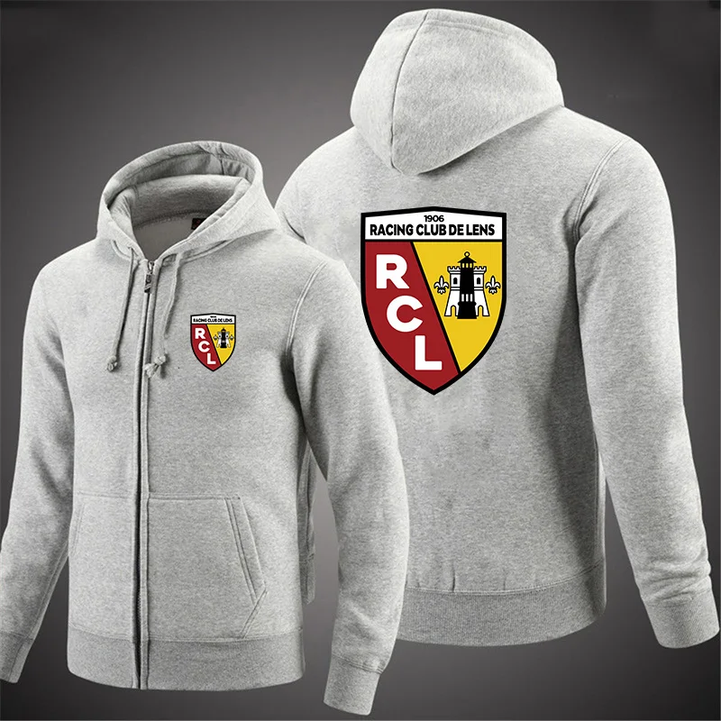 

2025 hot selling RCL hooded long sleeved men's embroidered drawstring zipper closure solid color casual sportswear